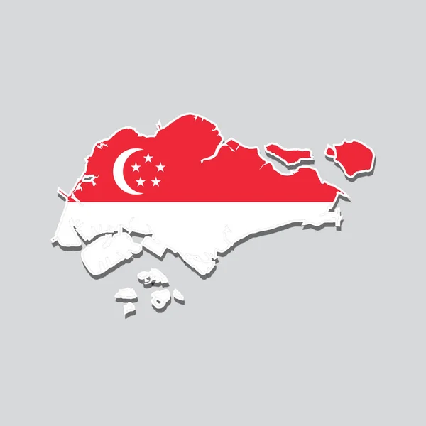 国の地図の形をしたシンガポールの旗 — ストック写真