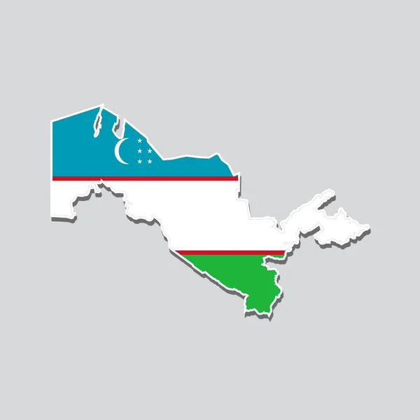 Σημαία Του Ουζμπεκιστάν Στο Σχήμα Του Χάρτη Της Χώρας — Φωτογραφία Αρχείου