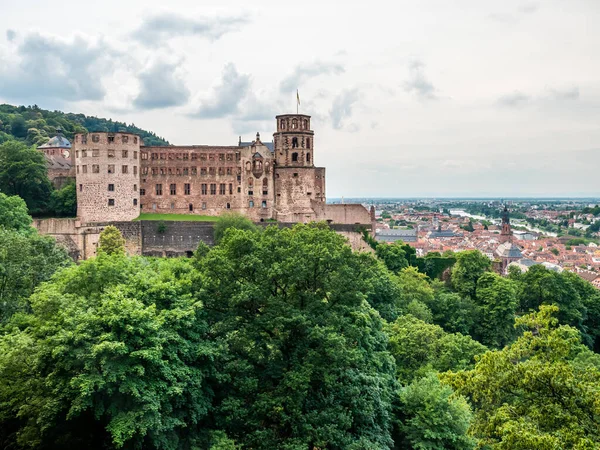 Zamek Heidelberg Wzgórzu Ruiny Niemczech Zabytek Heidelbergu — Zdjęcie stockowe