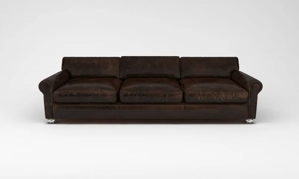 白い背景に隔離された黒いソファの3Dレンダリング — ストック写真
