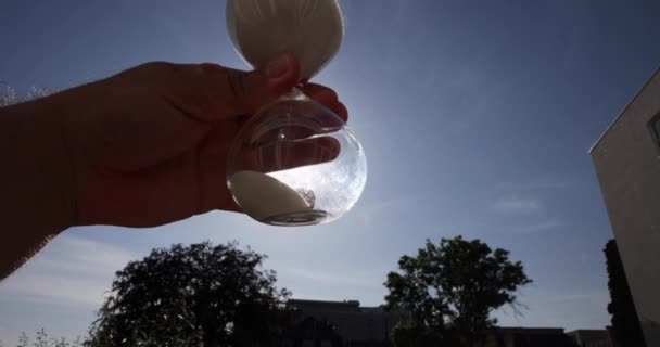Hand Holding Glass Water Sky — Stock Video