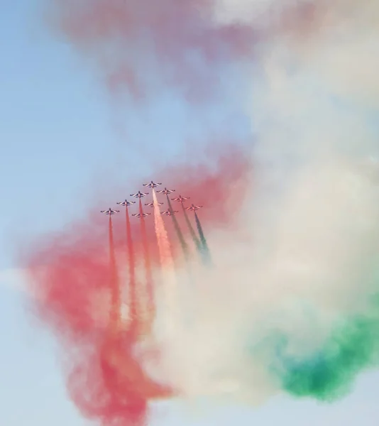 Pesaro Italien Aug 2016 Tricolor Pilar Italienska Akrobatisk Patrull Luften — Stockfoto