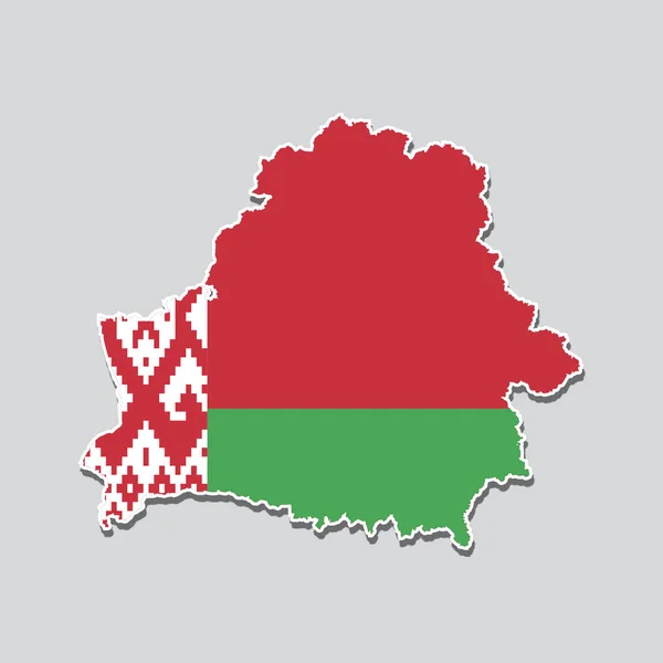 Belarus Bayrağı Ülke Haritası Şeklinde — Stok fotoğraf