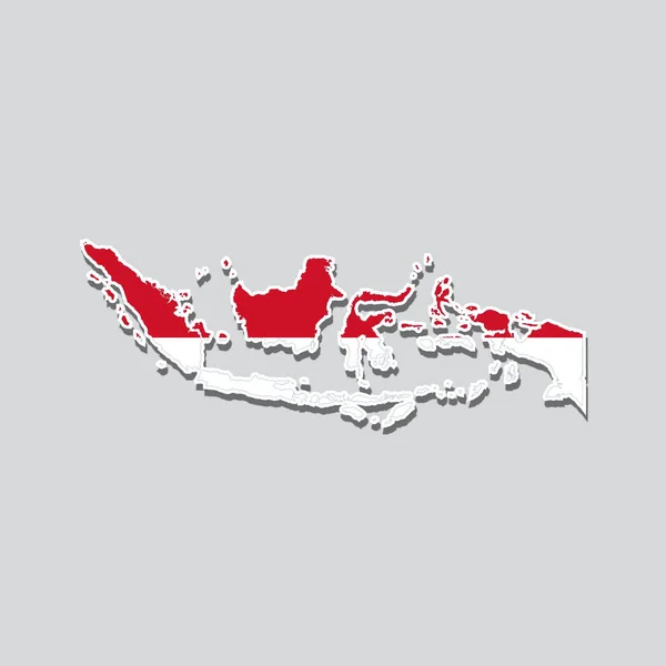 Mappa Dell Indonesia Con Colori Della Bandiera Sfondo Bianco — Foto Stock