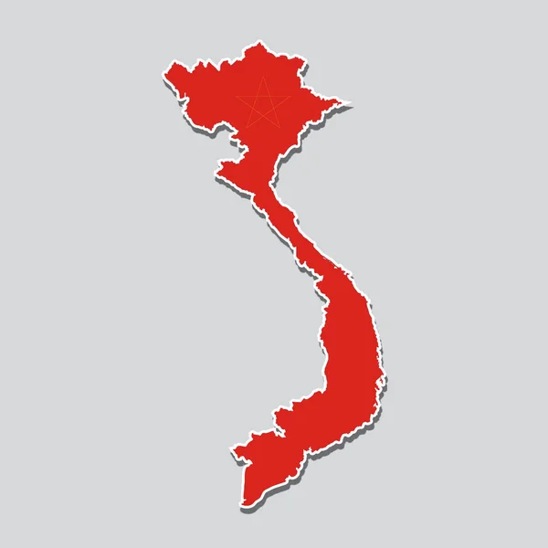Vietnamkartan Med Flaggfärger Vit Bakgrund — Stockfoto