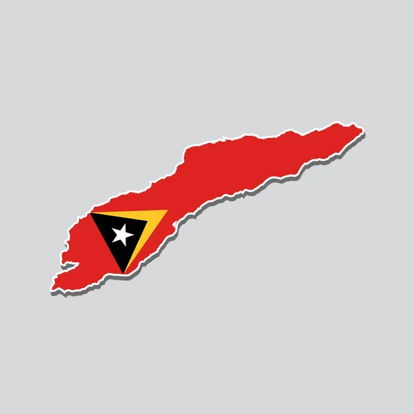 Mapa Timor Com Cores Bandeira Sobre Fundo Branco — Fotografia de Stock