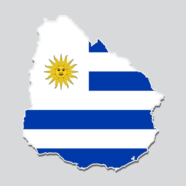 Die Landkarte Uruguays Mit Den Flaggenfarben Auf Weißem Hintergrund — Stockfoto