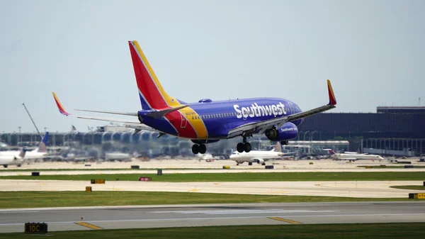 Chicago Spojené Státy 2021 Southwest Airlines Boeing 737 Přeletěl Mezinárodní — Stock fotografie