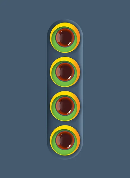 Uma Ilustração Vertical Botões Vidro Vermelho Dentro Superfície Embutida — Fotografia de Stock