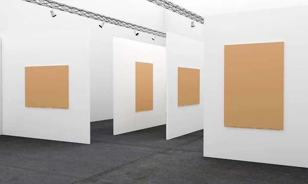 Representación Una Galería Imágenes Blanco Con Espacios Blanco Para Arte — Foto de Stock