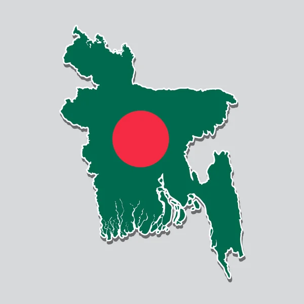 Mapa Bangladéše Vlajkovými Barvami Bílém Pozadí — Stock fotografie