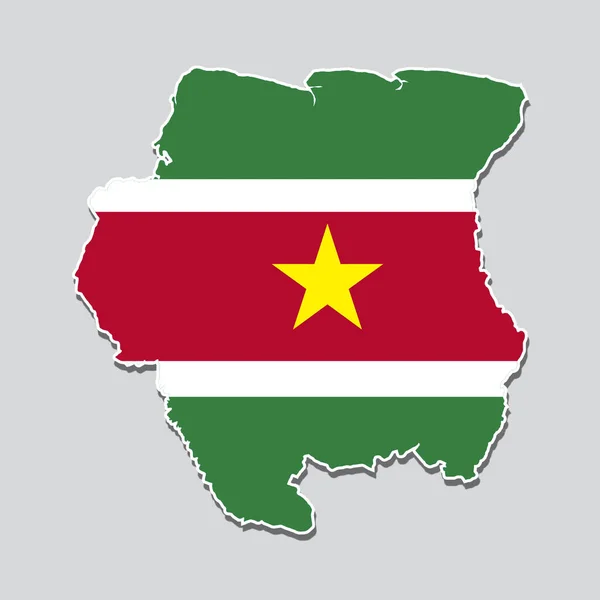 Surinaamse Kaart Met Vlag Kleuren Een Witte Achtergrond — Stockfoto