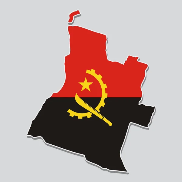 Flaga Angoli Kształcie Mapy Kraju — Zdjęcie stockowe