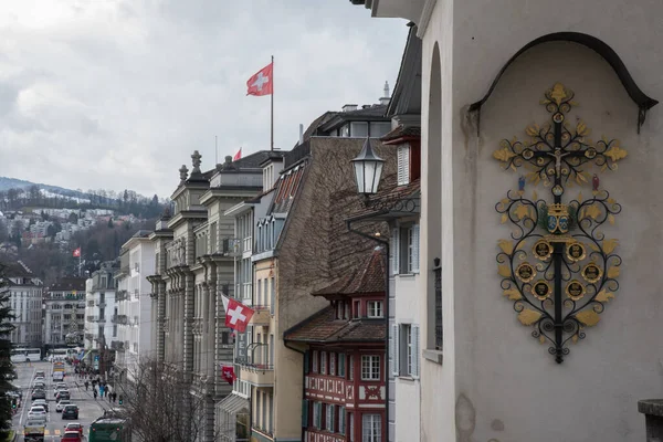 Религиозное Искусство Стене Церкви Леодегара Люцерне Швейцария — стоковое фото