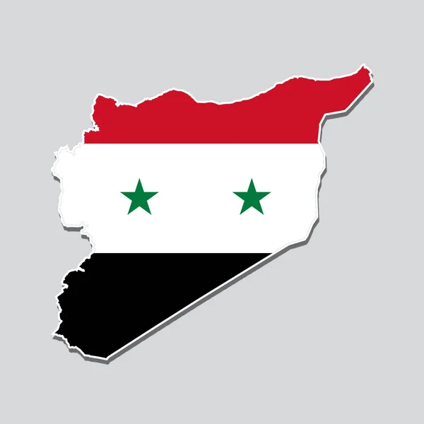 Den Syriamap Med Flagga Färger Vit Bakgrund — Stockfoto
