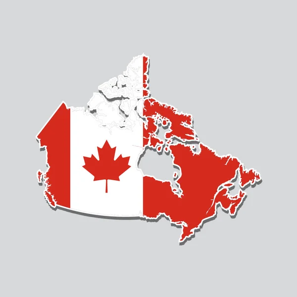 Kanada Zászlója Ország Térképének Alakjában — Stock Fotó