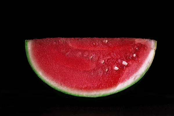 Closeup Shot Slice Watermelon Isolated Black Background — Stock Photo, Image