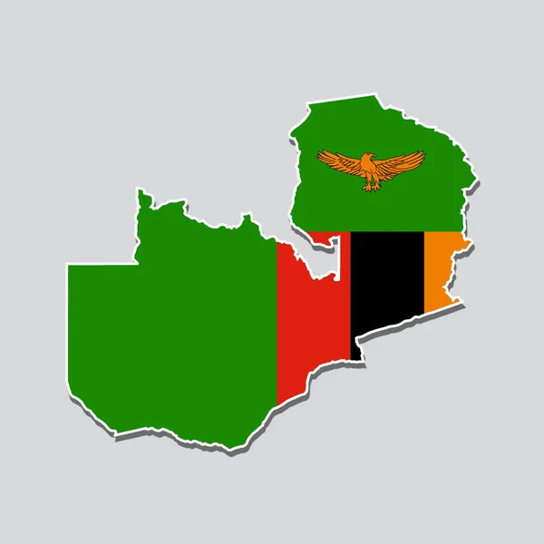 Vlag Van Zambia Vorm Van Landkaart — Stockfoto