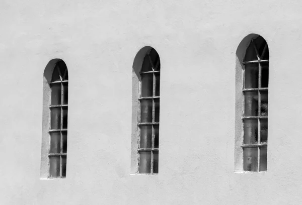 Ein Altes Bogenfenster Einer Wand — Stockfoto