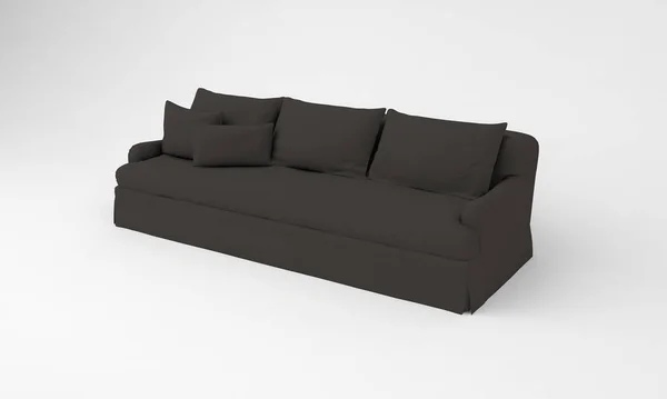 Gengivelse Grå Sofa Hvid Baggrund - Stock-foto