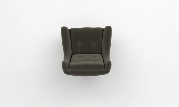 Μια Τρισδιάστατη Απεικόνιση Ενός Μαύρου Καθίσματος Καναπέ Που Απομονώνεται Λευκό — Φωτογραφία Αρχείου