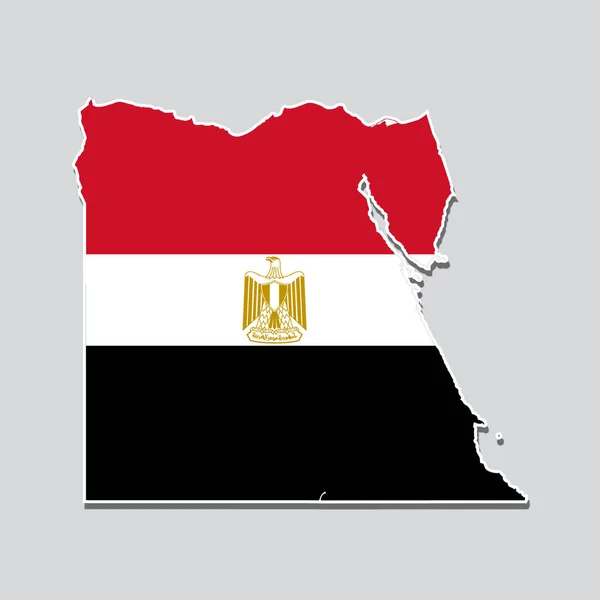 Bandera Egipto Forma Del Mapa Del País — Foto de Stock