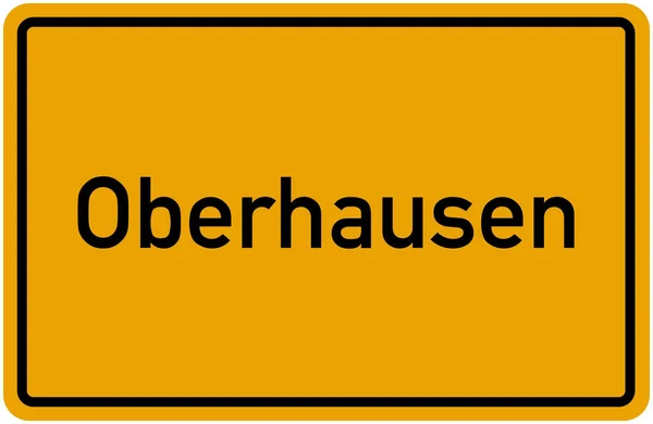 Egy Sárga Oberhausen Német Iparváros Tábla — Stock Fotó