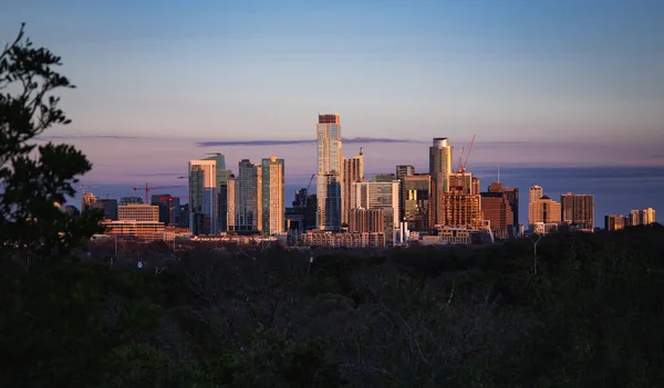 Een Prachtig Uitzicht Austin Stad Wolkenkrabbers Texas Onder Een Blauwe — Stockfoto