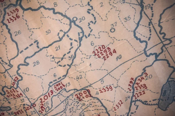 境界線と番号が描かれたサイト計画の古い紙の地図 — ストック写真