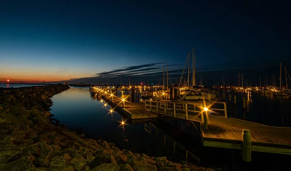 Naturskön Utsikt Över Hamn Natten — Stockfoto