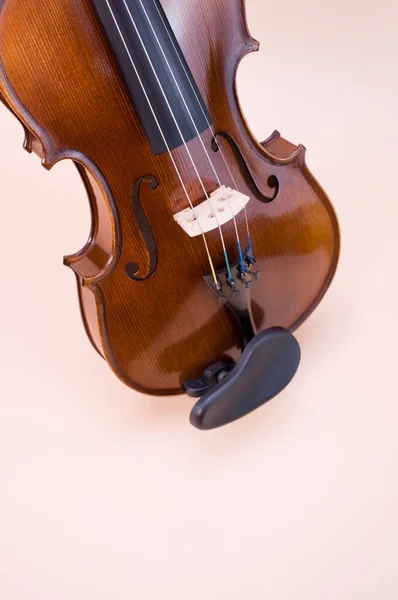 Vertical Shot Violin Isolated Light Pink Background — Stockfoto