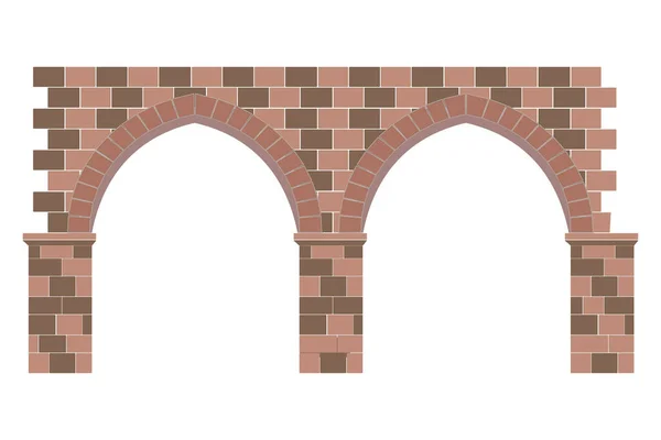 Uma Parede Tijolo Com Dois Arcos Umas Costas Brancas — Fotografia de Stock
