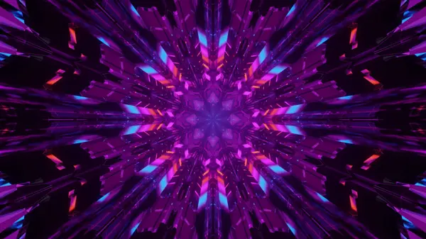Una Representación Patrones Caleidoscopio Futuristas Frescos Colores Azules Púrpura Negro — Foto de Stock