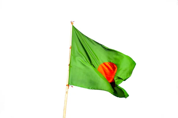 Крупный План Государственного Флага Бангладеш Размахивающего Ветром — стоковое фото