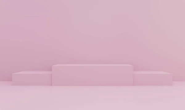 Uma Renderização Monocromática Plataformas Quadradas Retangulares Pinkcolor — Fotografia de Stock