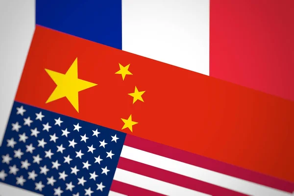 Rendering Flags China France Together — Stock Photo, Image