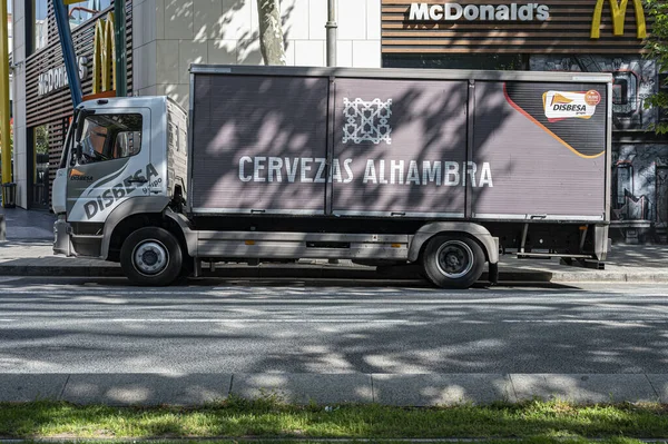 Barcelone Espagne Juin 2021 Camion Livraison Stationné Arrêté Dans Rue — Photo