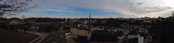 Widok Powietrza Luksemburga Pod Zachmurzonym Niebem — Zdjęcie stockowe