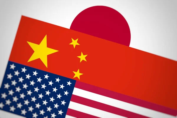Rendering Flags China Japan Together — Stock Photo, Image