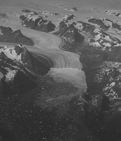 Grayscale Photo Southern Pole Glaciers Greenland — Stock Photo, Image