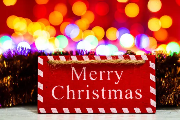 Tiro Foco Seletivo Decorações Natal Com Efeito Luzes Bokeh — Fotografia de Stock