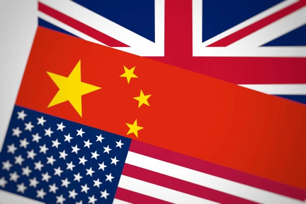 Rendering Flags China United Kingdom Together — Stock Photo, Image