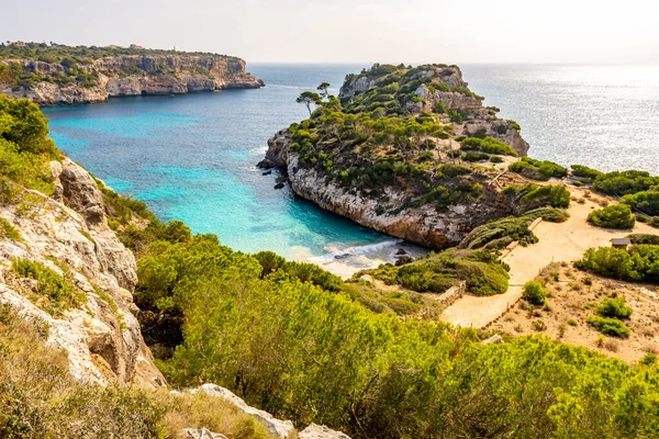 Gyönyörű Kilátás Nyílik Tengerpartra Mellett Calo Des Moro Strand Mallorca — Stock Fotó