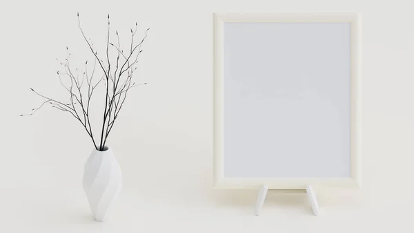 Rendering Blank Board Vase Plants Side — 스톡 사진