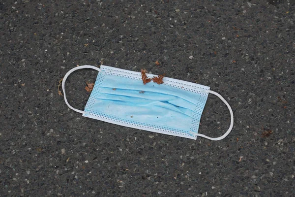 Dirty Used Face Mask Ground — Stock Photo, Image