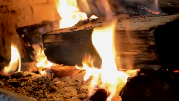 Brinnande Eld Eldstaden — Stockvideo