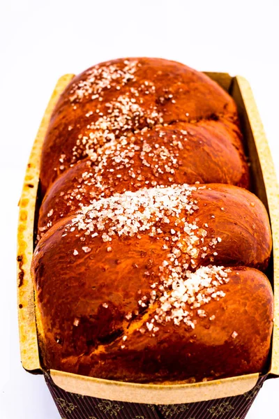 Overhead Shot Cozonac Kozunak Babka Sweet Leavened Bread — Stock Photo, Image