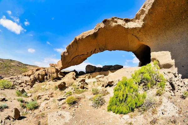 Tiro Famoso Arco Tajao Nas Ilhas Canárias Dia Ensolarado — Fotografia de Stock