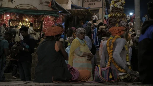 Varanasi India Ganga Aarti Töreni Her Akşam Hindistan Kashir Kentindeki — Stok fotoğraf