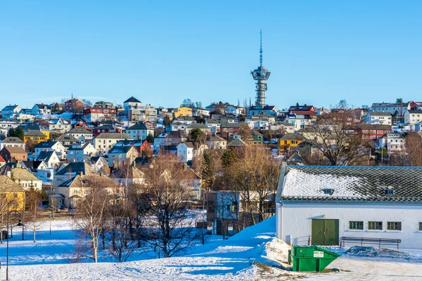 Vacker Utsikt Över Fjällen Täckt Snö Kall Vinterdag Norge — Stockfoto